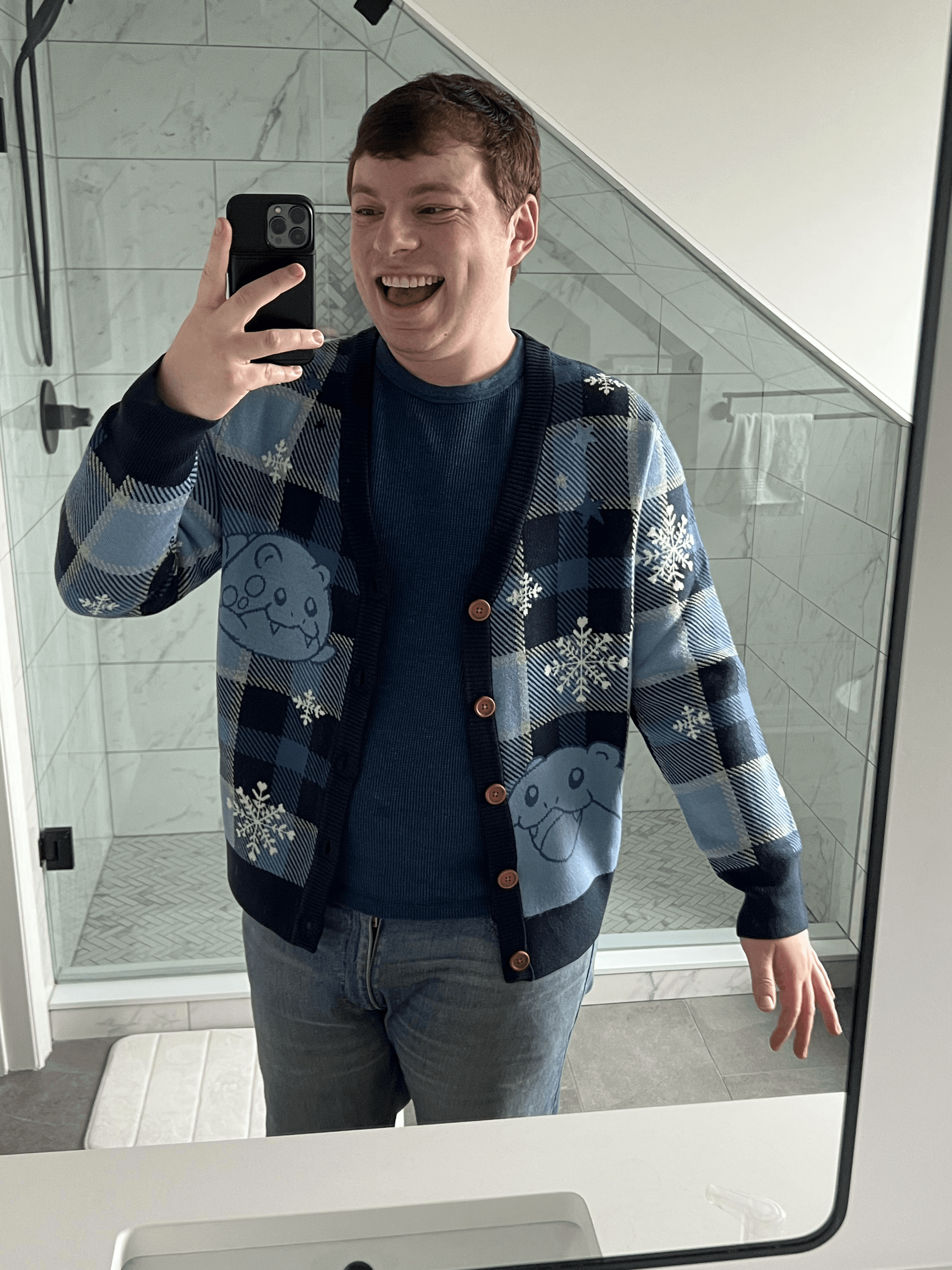Josh wearing a Spheal Sweater