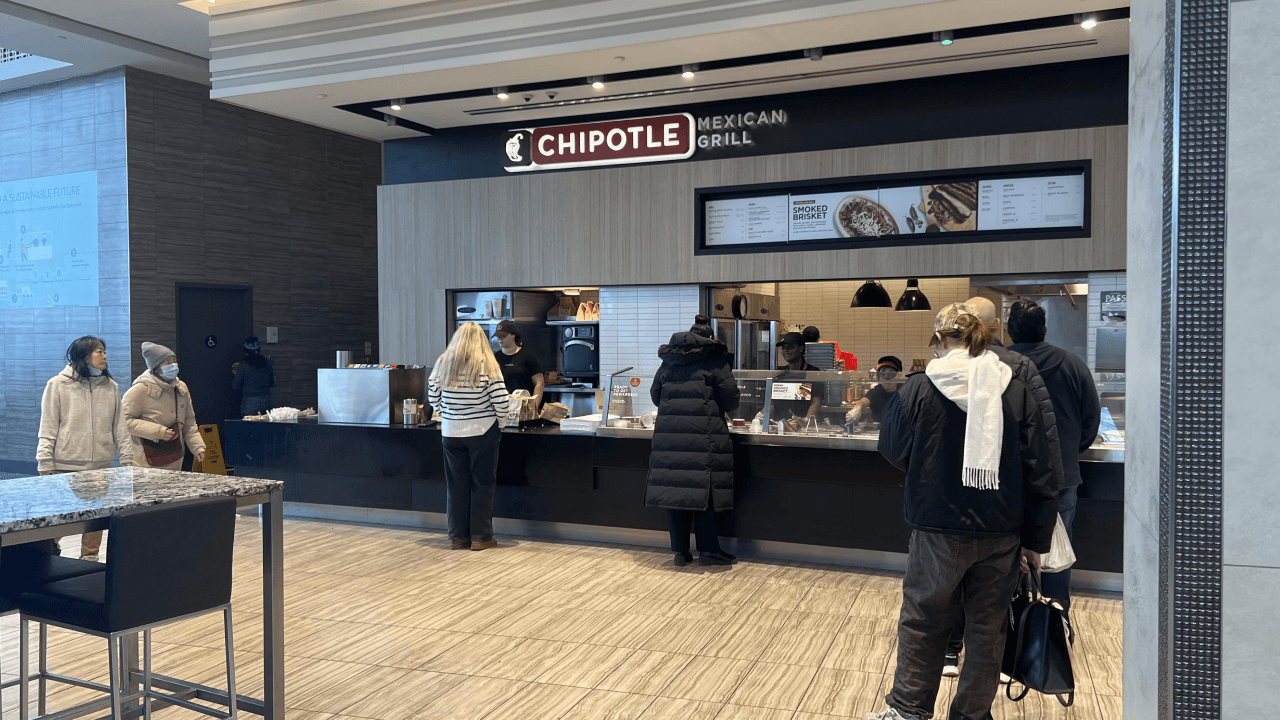 A food court Chipotle