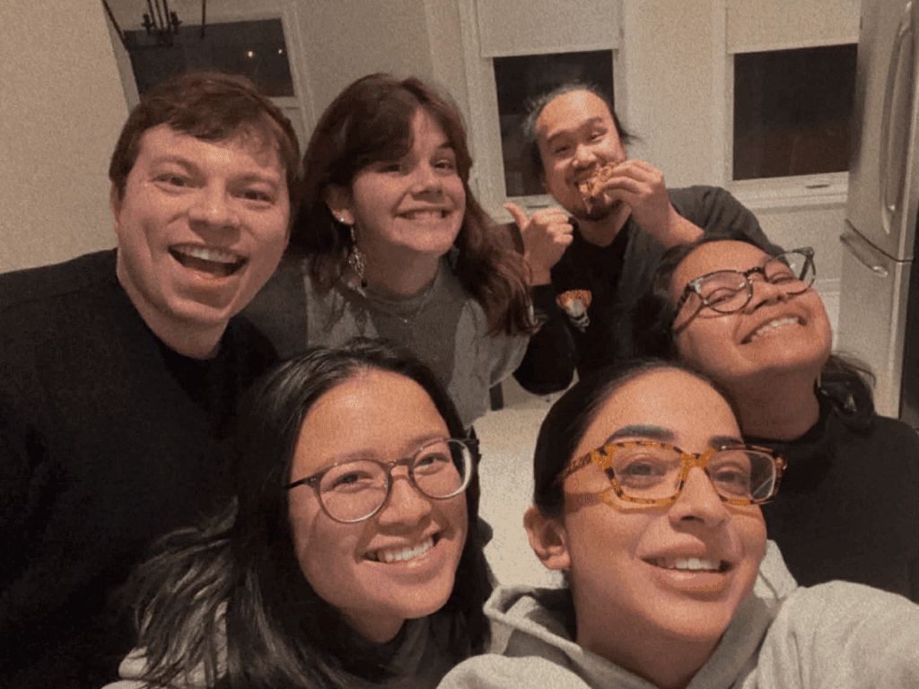 A selfie of a group of friends