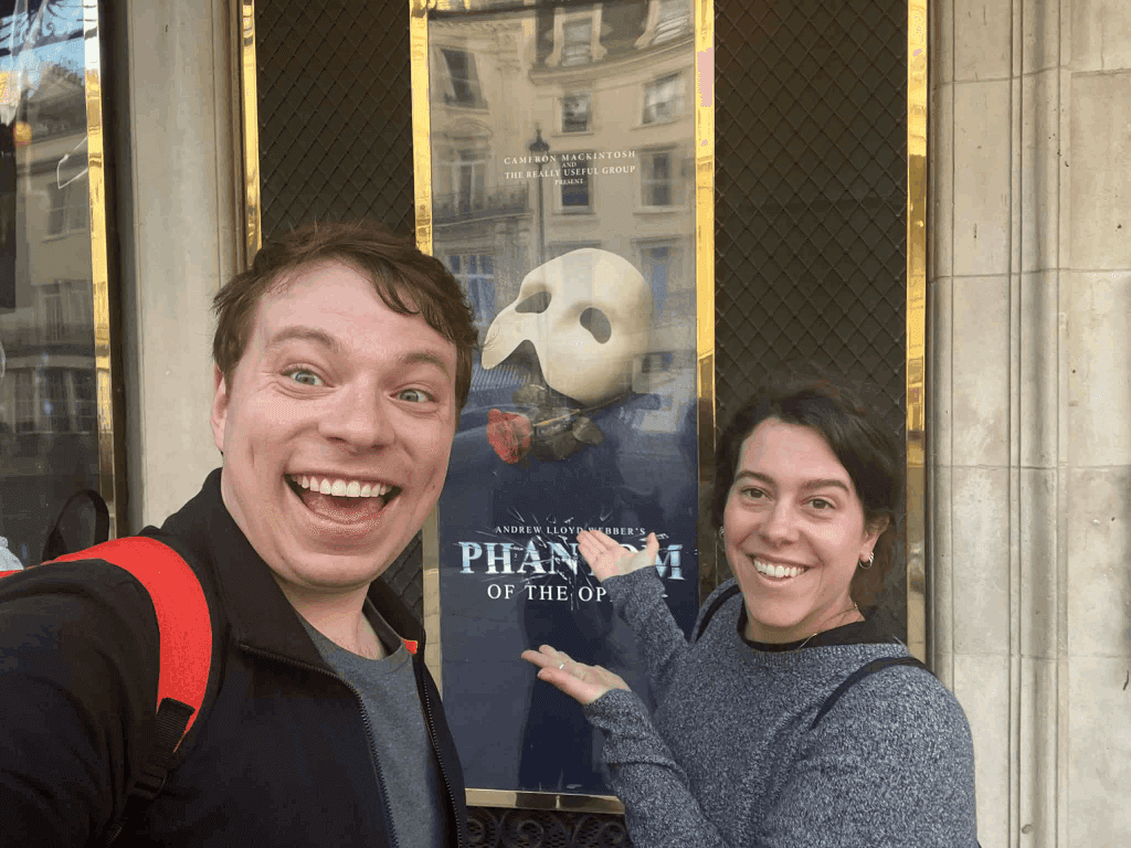 Josh and April outside the phantom theatre
