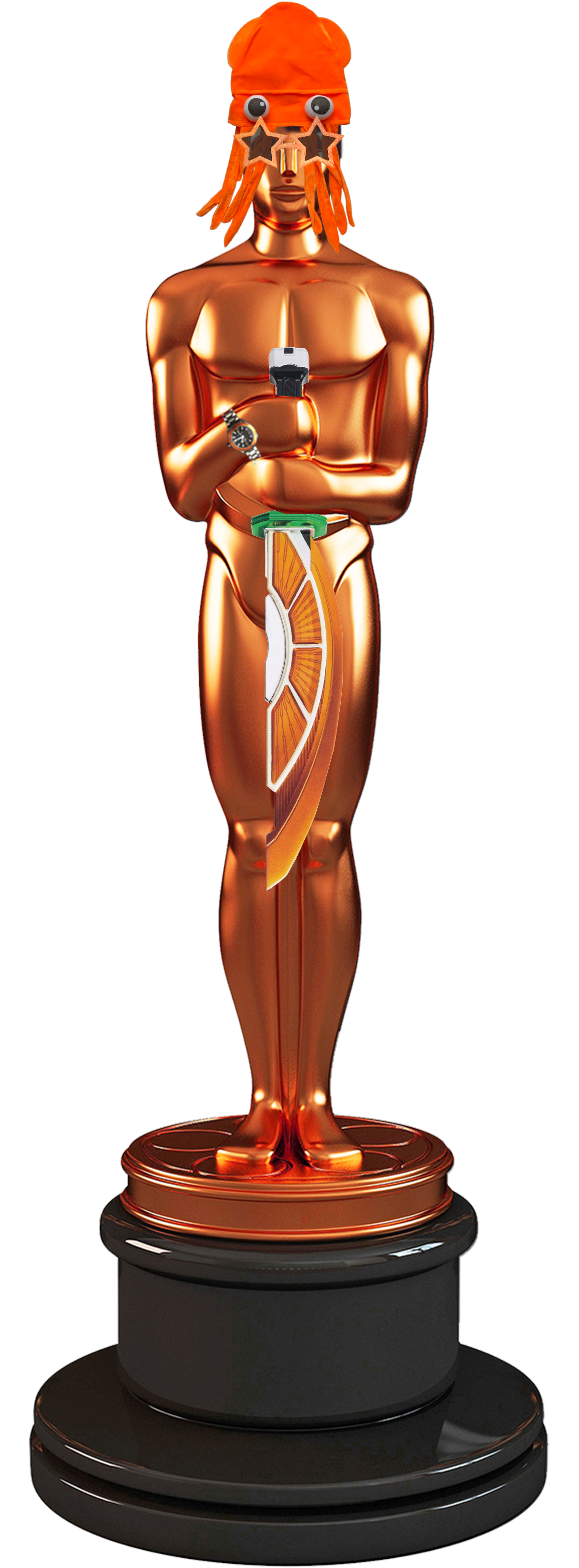 Image of an Orange Oscar Statue with Auburn Hair